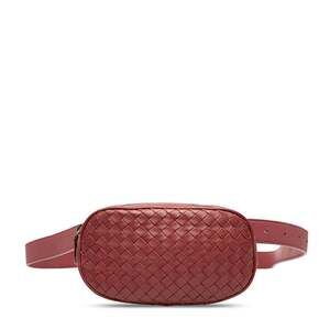 BOTTEGA VENETA Red Leather Intrecciato Hobo Bag